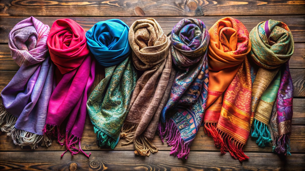 a row of pashminas