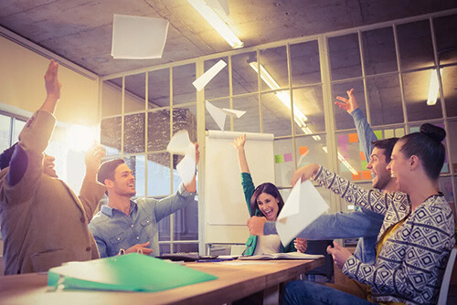 employees celebrating